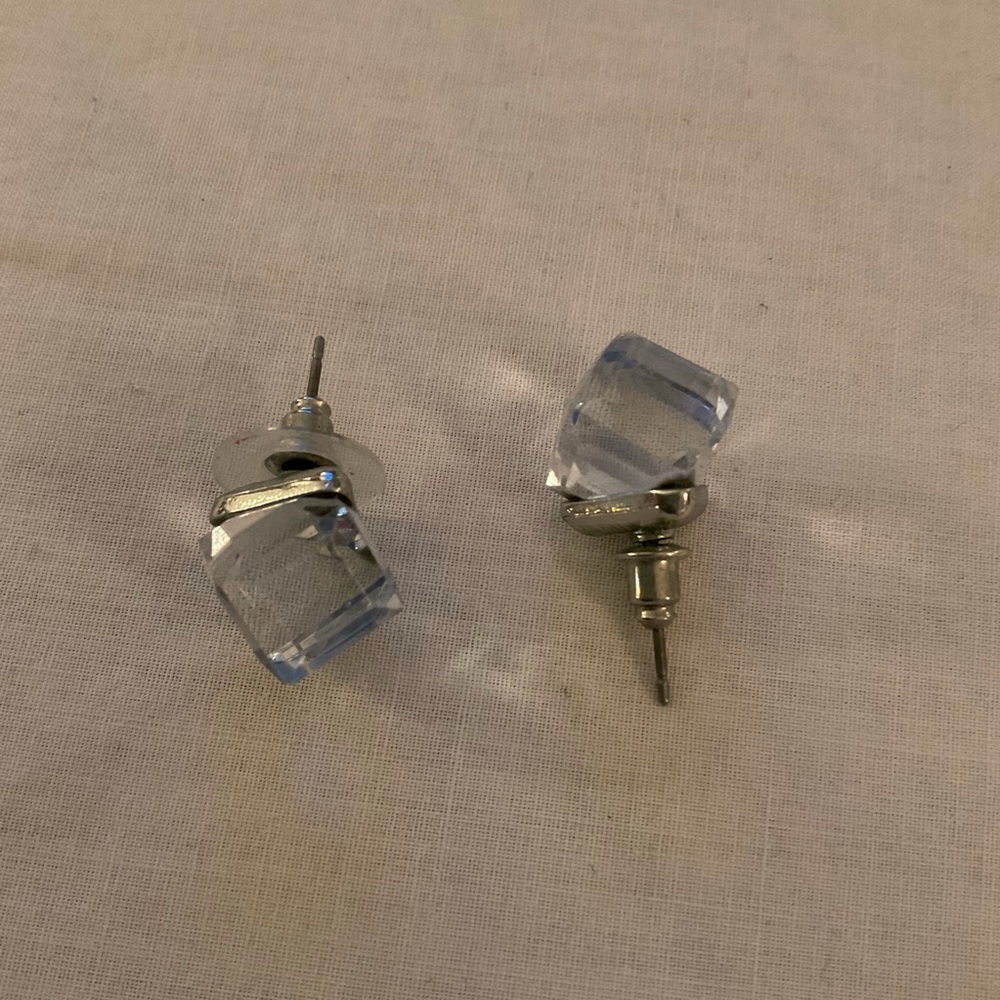 Translucent blue cube earrings